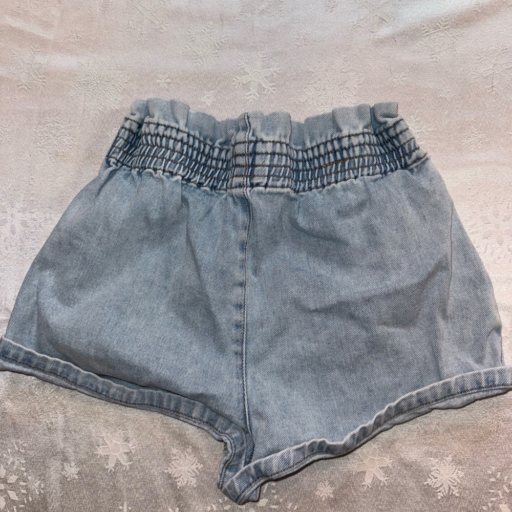 PacSun Blue Jean Shorts with Elastic Waistband and Frayed Hem